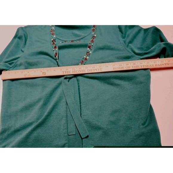 Alfred Dunner Teal Embellished  Cardigan With Attached Shell Women's Size 1X - Picture 6 of 8